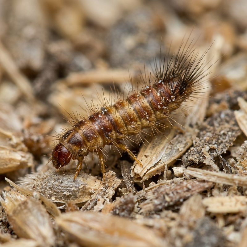 Kabinettkäfer-Larve (Trogoderma), KI-Illustration