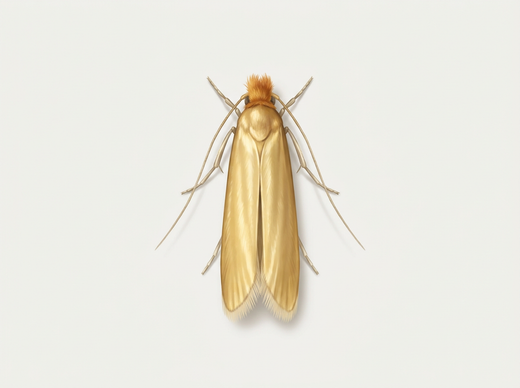 Kleidermotte (Tineola bisselliella), Falter von oben
