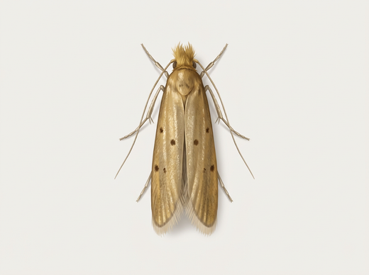 Pelzmotte (Tinea pellionella), Falter von oben