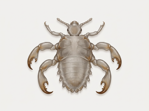 Filzlaus (Pthirus pubis) von oben