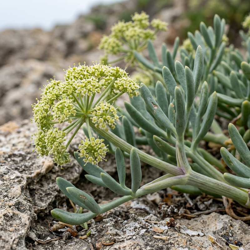 Meerfenchel (Crithmum maritimum), KI-Illustration