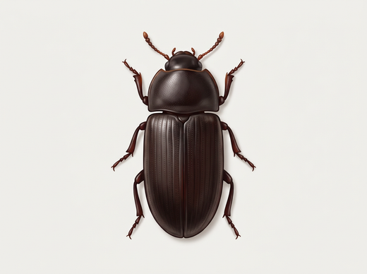 Glänzendschwarzer Getreideschimmelkäfer (Alphitobius diaperinus) von oben