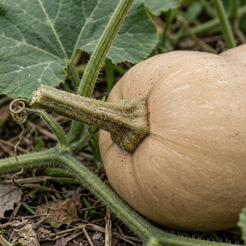 Moschus-Kürbis (Butternut-Kürbis) (Cucurbita moschata), KI-Illustration