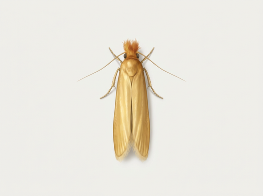 Kleidermotte (Tineola bisselliella) von oben