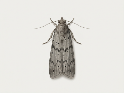 Mehlmotte (Ephestia kuehniella) von oben