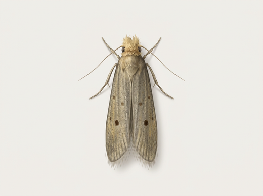 Pelzmotte (Tinea pellionella) von oben