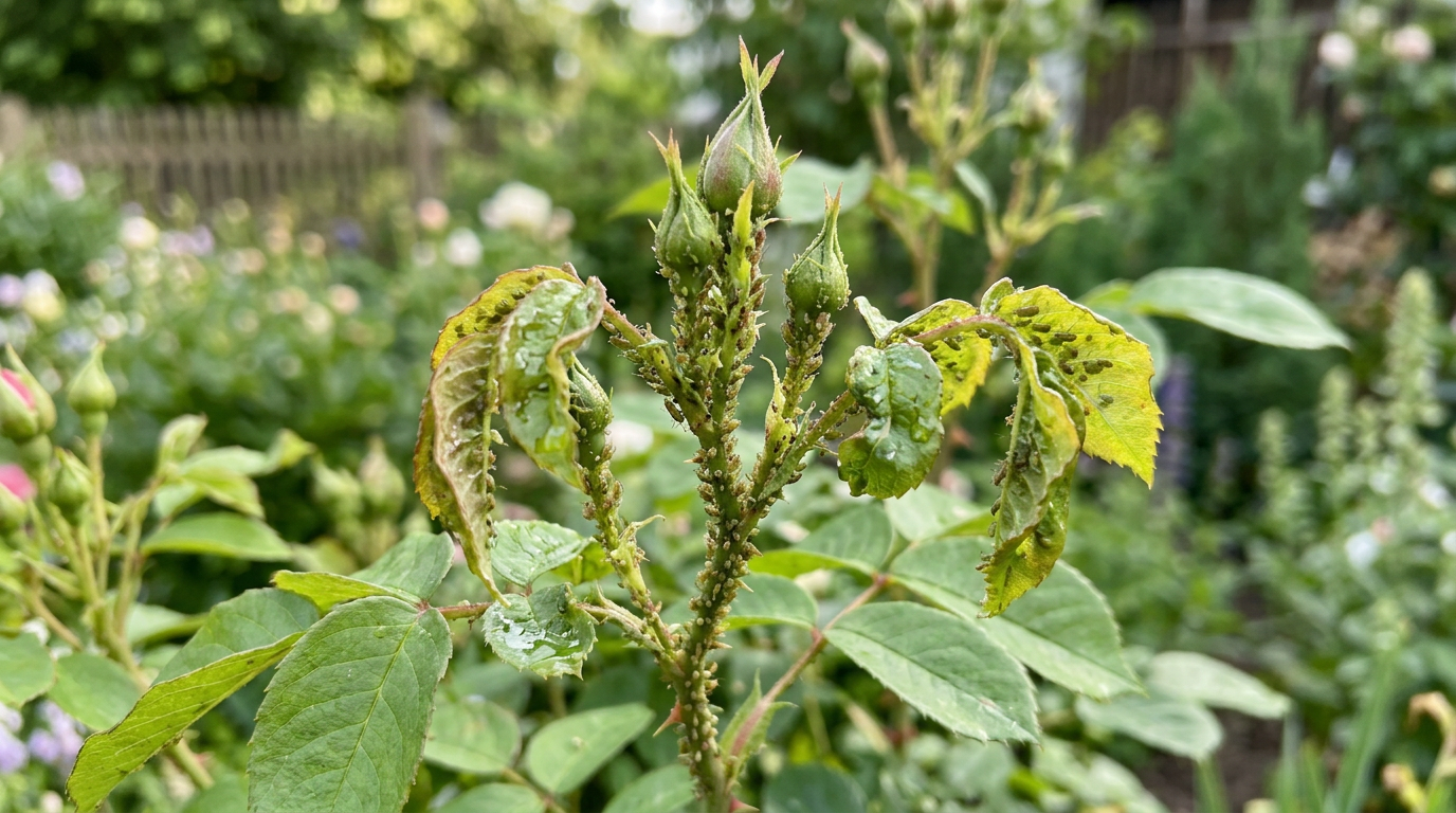 Neudorff Spruzit SchädlingsSpray gegen Läuse, Thripse, Weiße Fliegen, Spinnmilben, Zikaden, Raupen und Käfer — realistische Problem-Szene