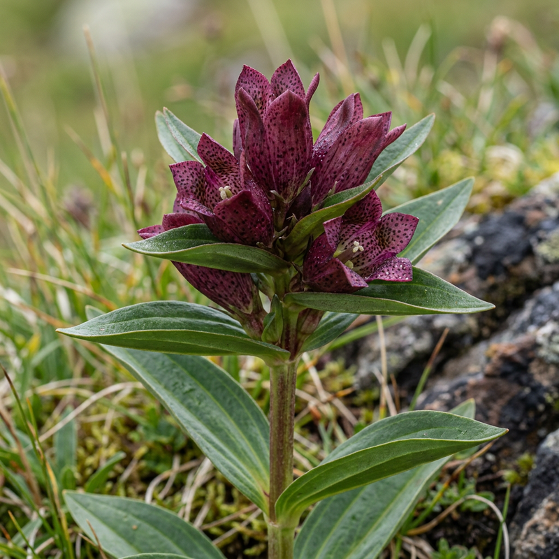 Pannonischer Enzian (Gentiana pannonica), KI-Illustration