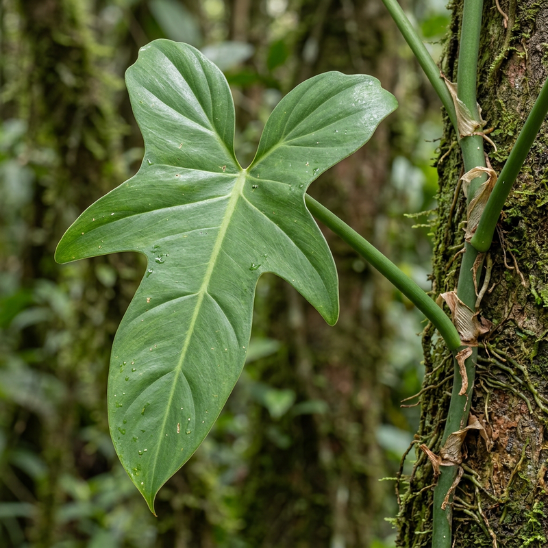 Pferdekopf-Philodendron (Philodendron bipennifolium), KI-Illustration