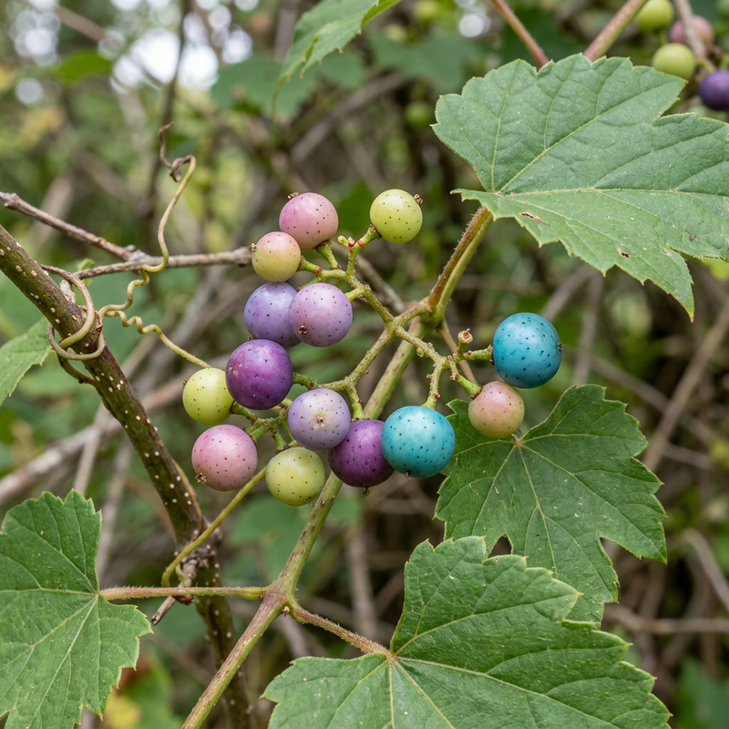 Porzellanbeere (Ampelopsis glandulosa), KI-Illustration