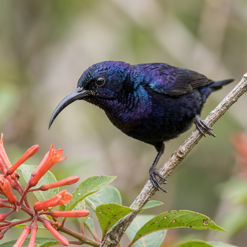 Purpurnektarvogel (Cinnyris asiaticus), KI-Illustration