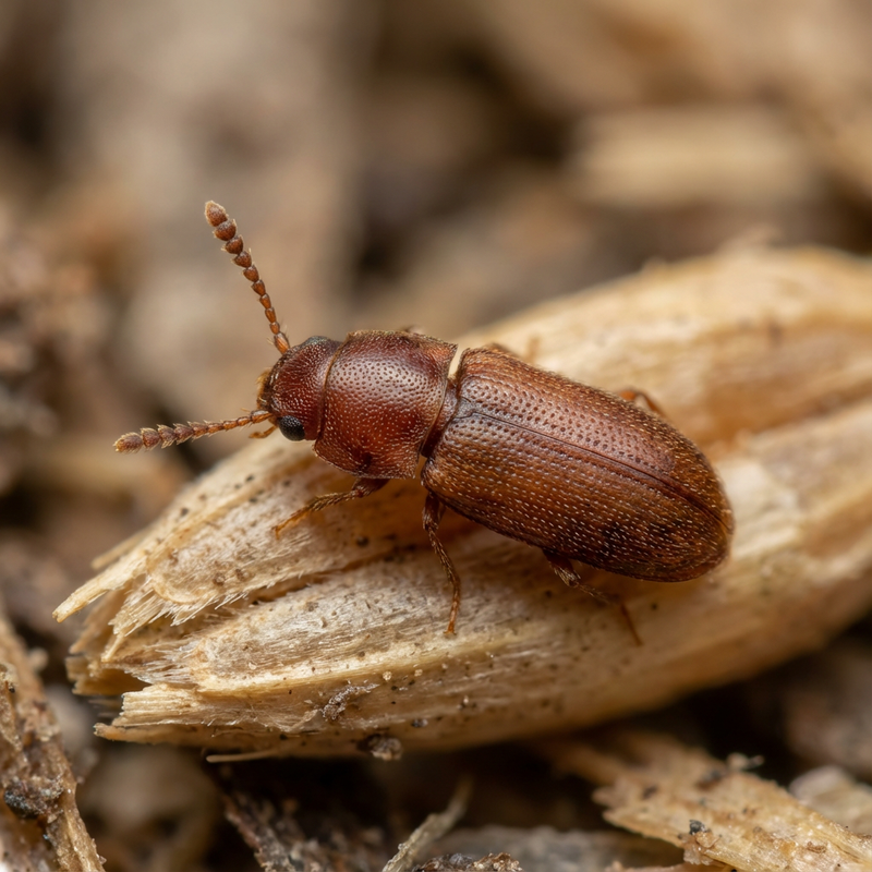 Rotbrauner Leistenkopfplattkäfer