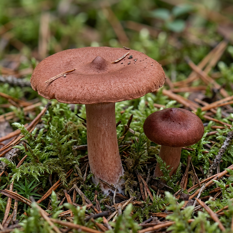 Rotbrauner Milchling (Lactarius rufus), KI-Illustration