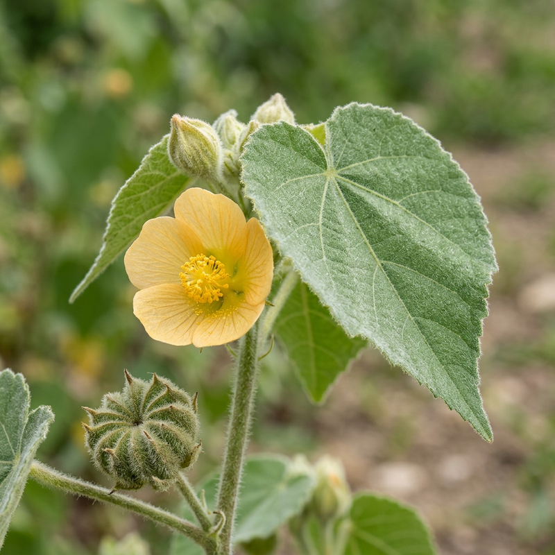 Samtpappel (Abutilon theophrasti), KI-Illustration