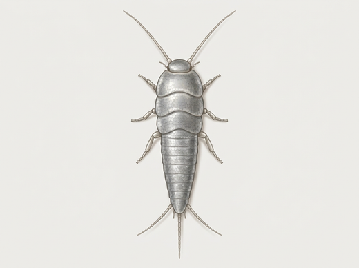 Silberfischchen (Lepisma saccharinum) von oben