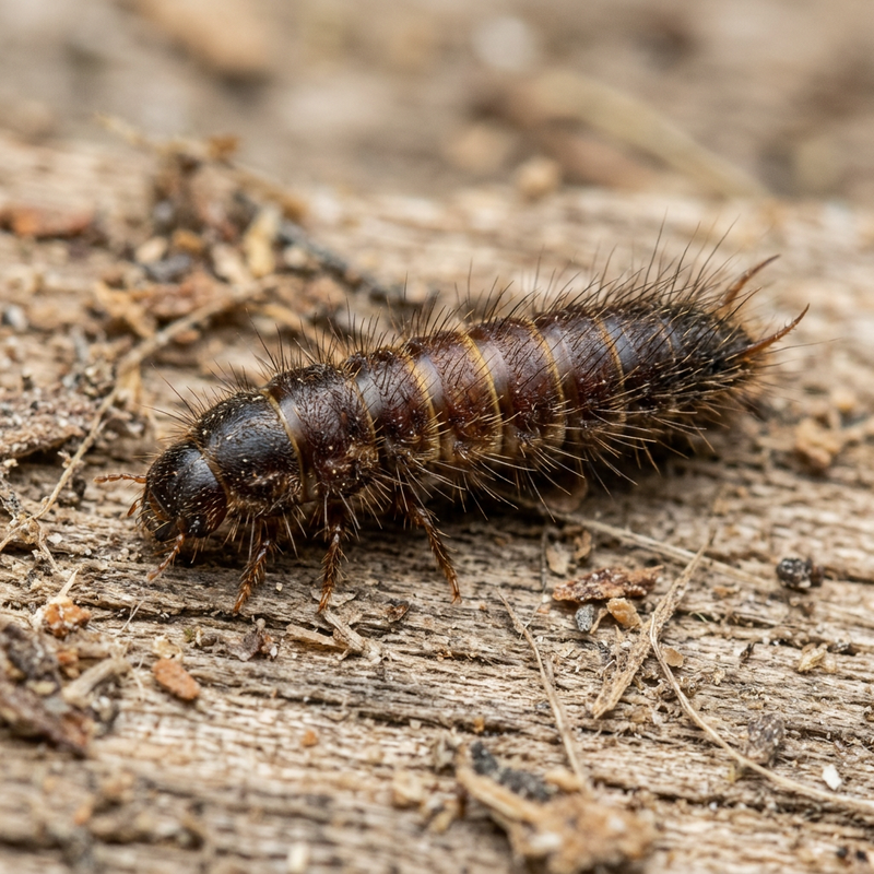 Speckkäfer (Larve) (Dermestes), KI-Illustration