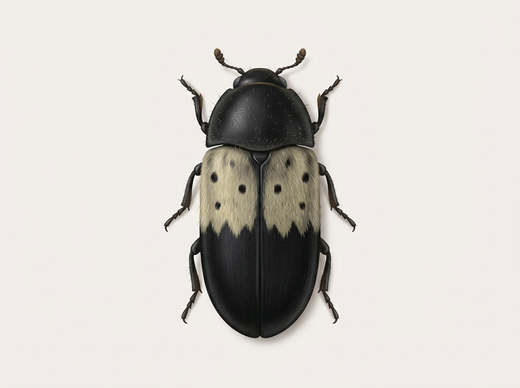 Gemeiner Speckkäfer (Dermestes lardarius) von oben