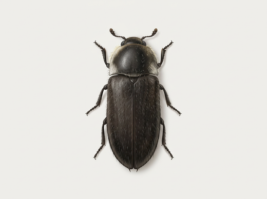 Dornspeckkäfer (Dermestes maculatus) von oben