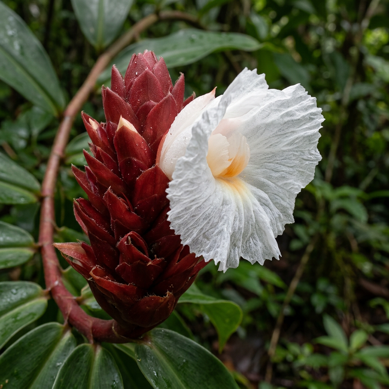 Spiral-Ingwer (Cheilocostus speciosus), KI-Illustration