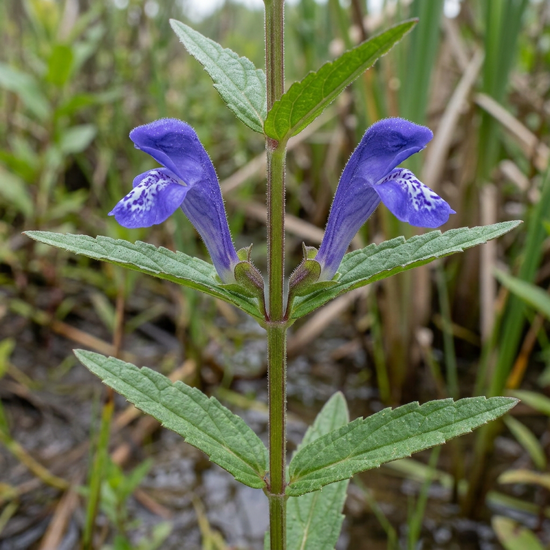 Sumpf-Helmkraut (Scutellaria galericulata), KI-Illustration