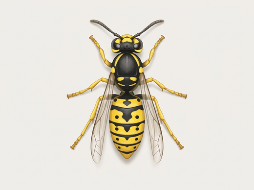 Deutsche Wespe (Vespula germanica) von oben
