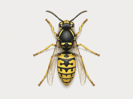 Gemeine Wespe (Vespula vulgaris) von oben