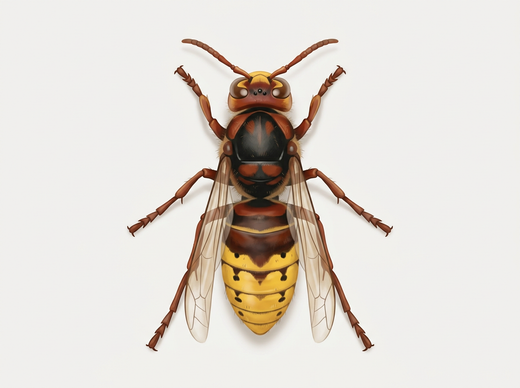 Hornisse (Vespa crabro) von oben