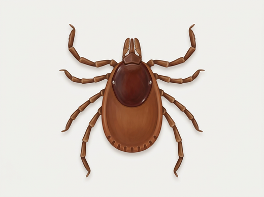 Braune Hundezecke (Rhipicephalus sanguineus) von oben