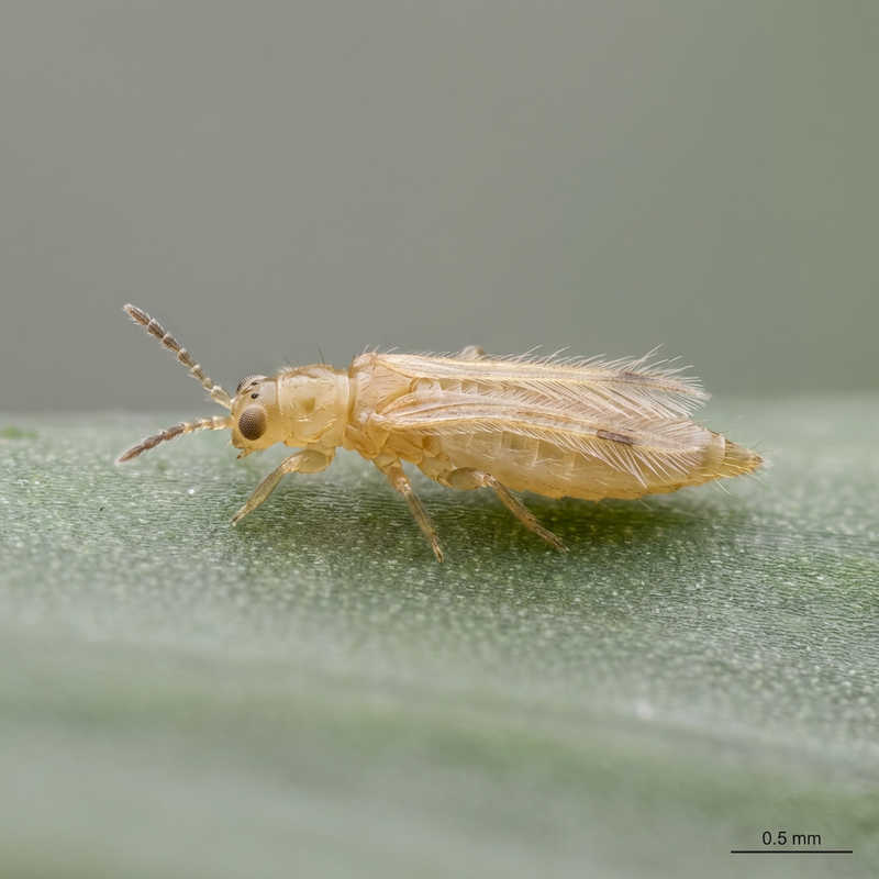 Zwiebelthrips (Thrips tabaci), KI-Illustration