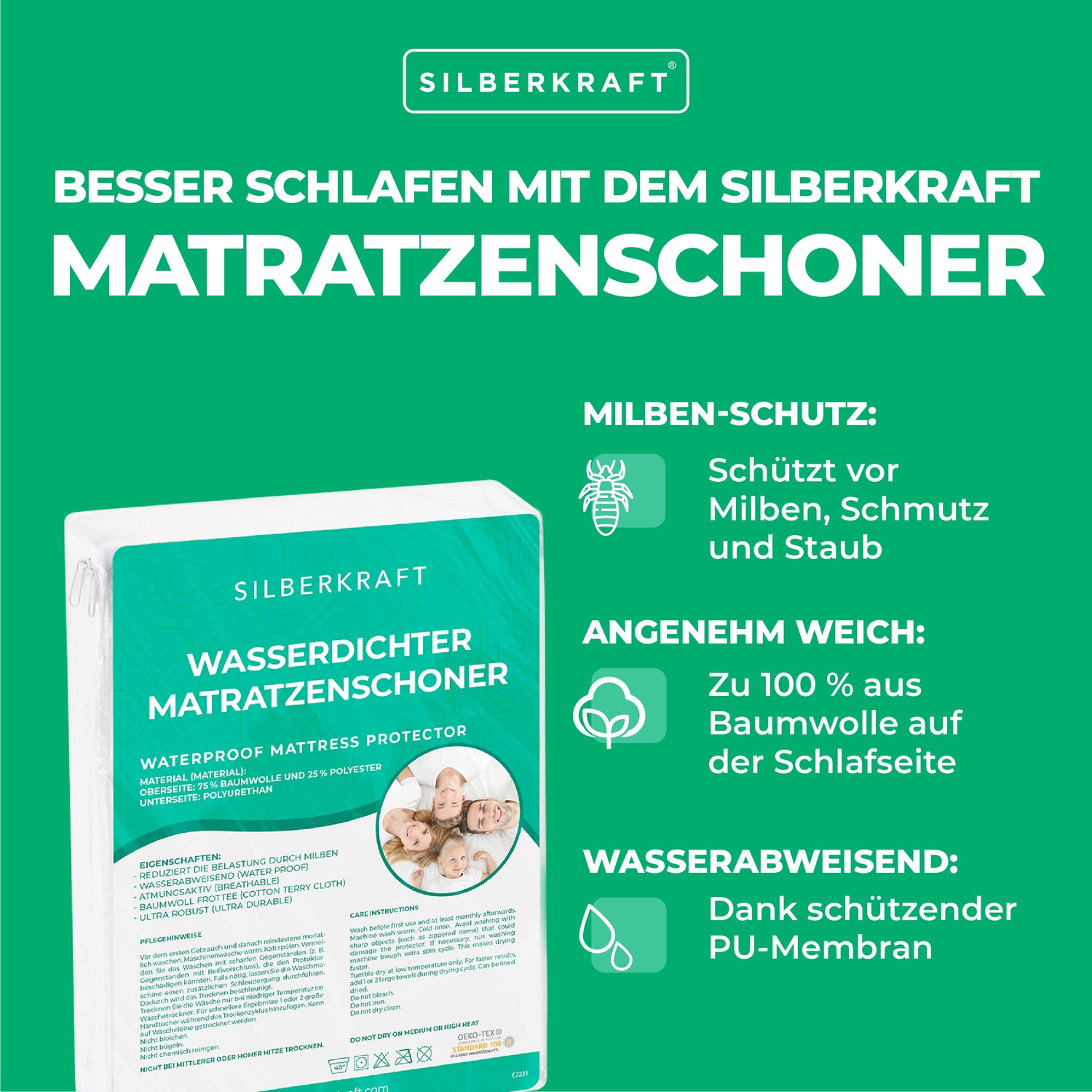 Matratzenbezug Anti-Milben Encasing Bettwäsche - Silberkraft